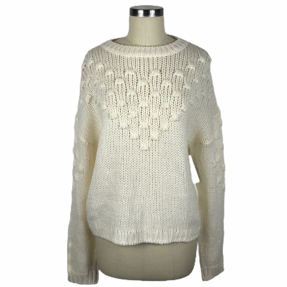ABOUND Textured Crew Neck Knit Sweater L NWT Cream‎